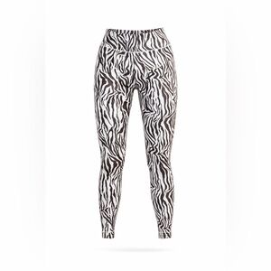 White Fox Active Women’s Zebra Print Leggings Size Medium White/Brown​​​​​​